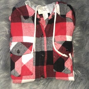 Red hooded flannel